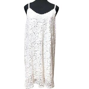 White Lace Lined Slip Dress Lacy Mini Dress Coastal Cowgirl Boho Fairy Size XL